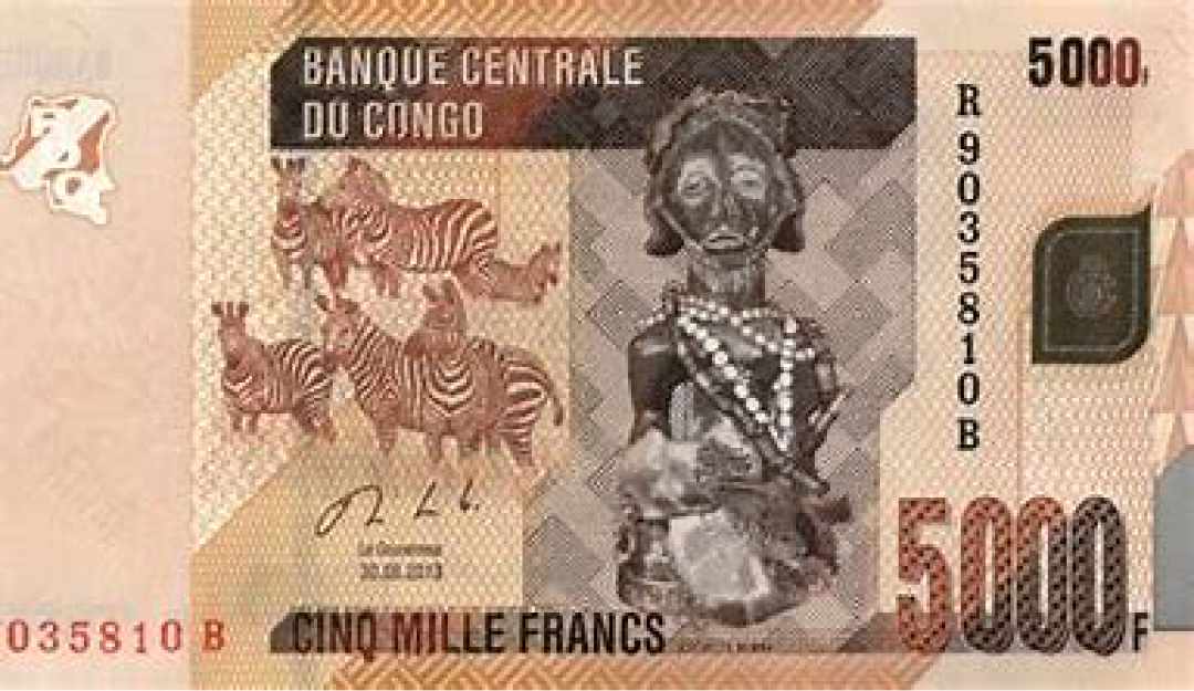 Briefje van 5000 franc van de Banque Centrale de Congo
