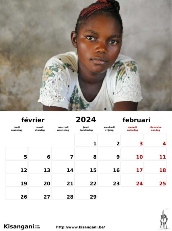 Voorbeeldpagina kalender 2024 Februari