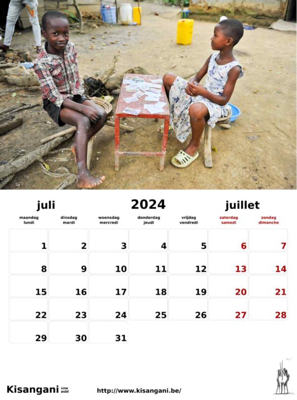 Voorbeeldpagina kalender 2024 Juli